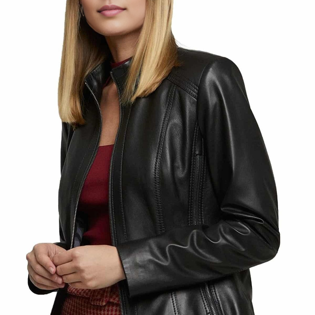 Hannah Women Black Leather Jacket For Women