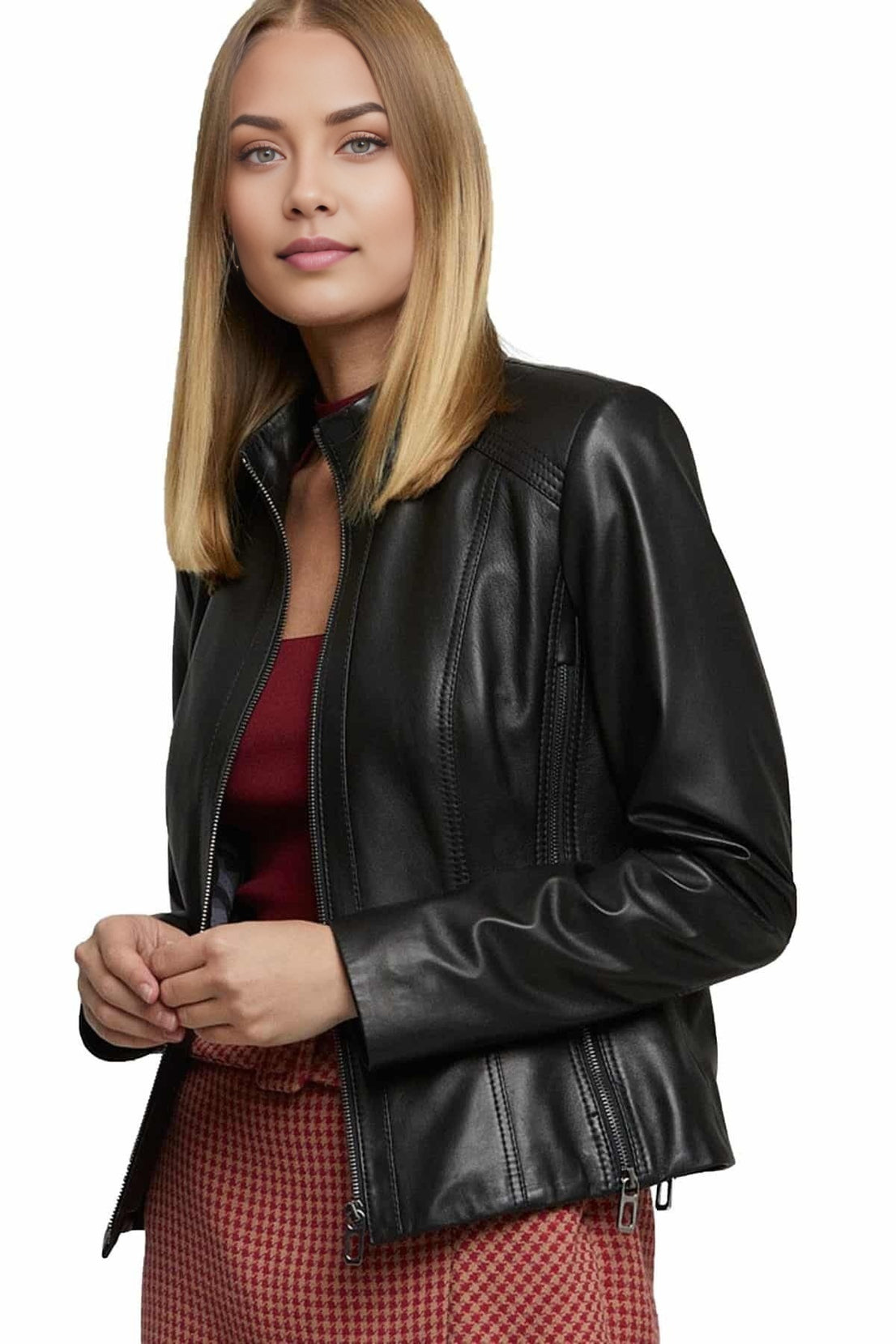 Hannah Women Black Leather Jacket For Women