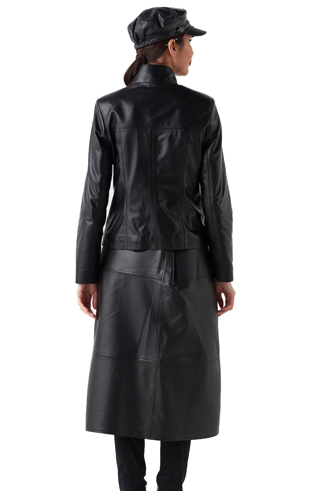 Kinsley Black Cafe Racer Leather Jacket For Women