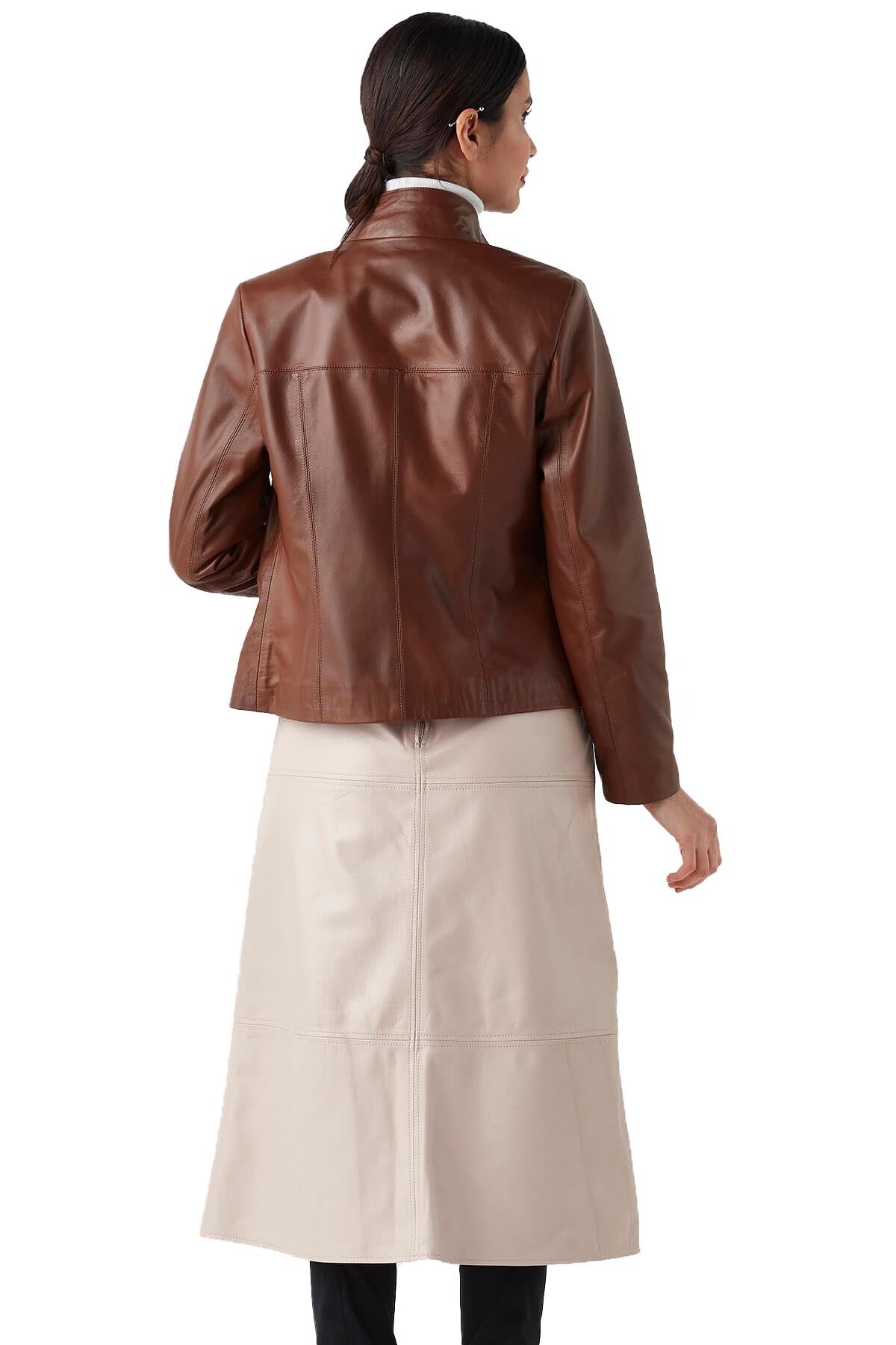 Hailey Brown Leather Jacket For Women