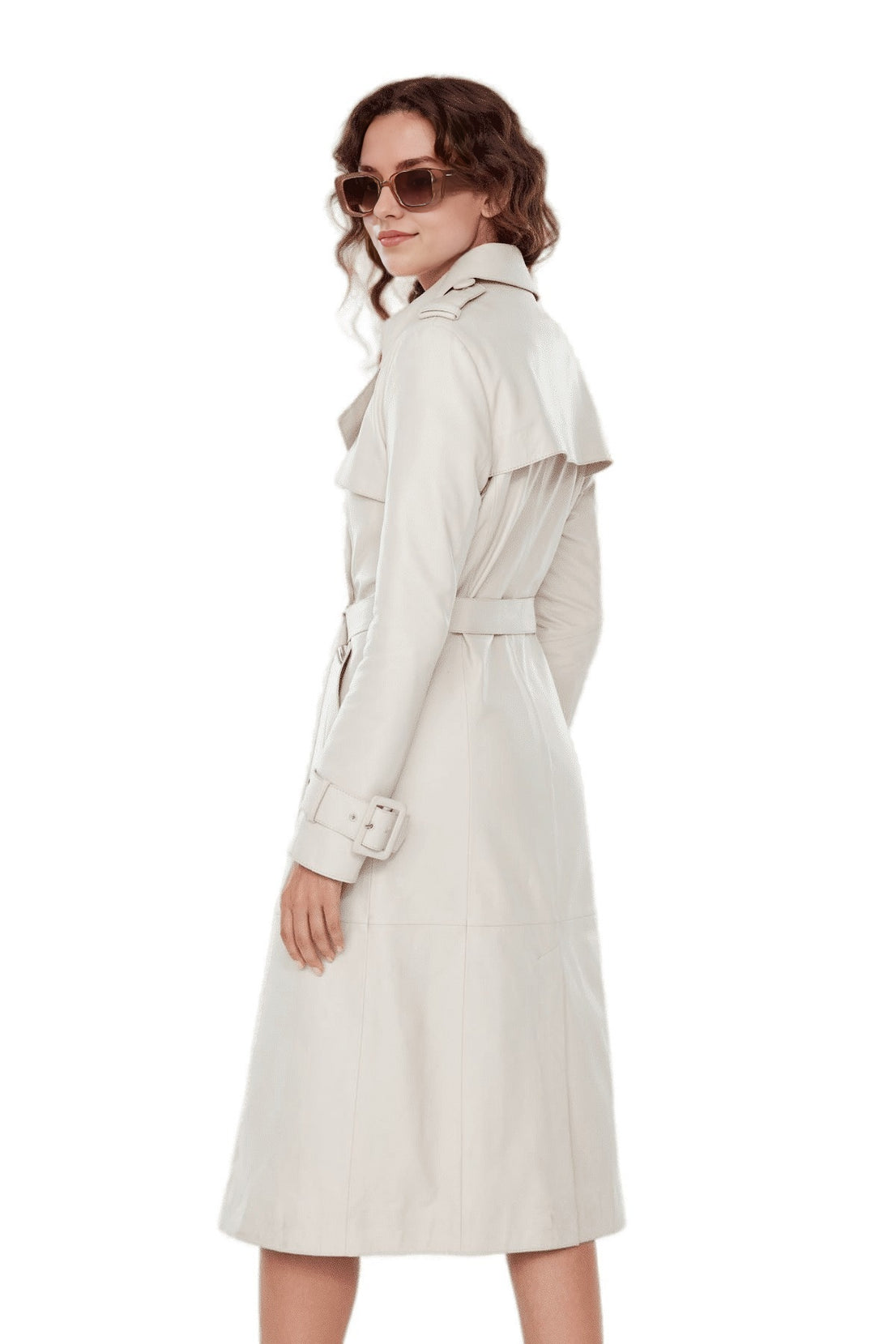 Beverly White Leather Coat For Women