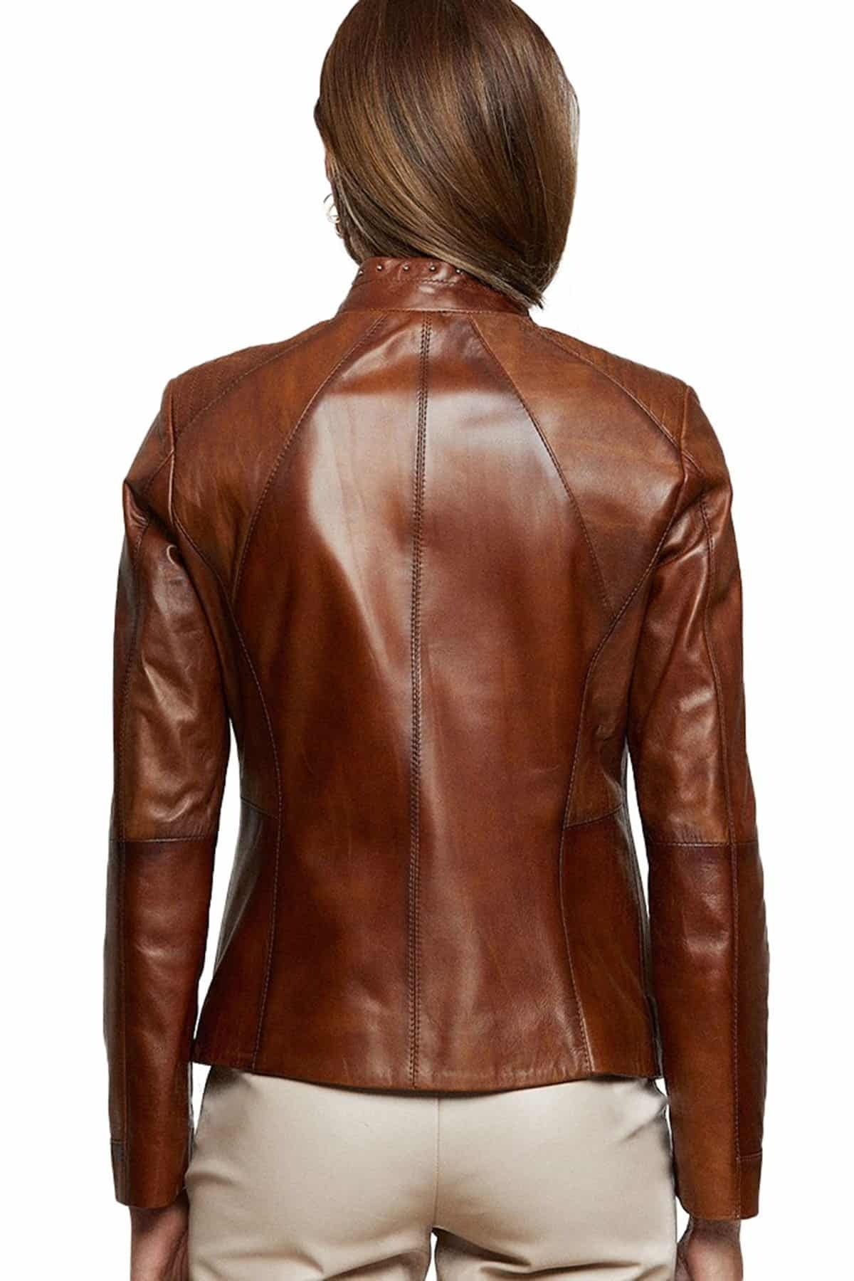 Mila Brown Leather Jacket For Women