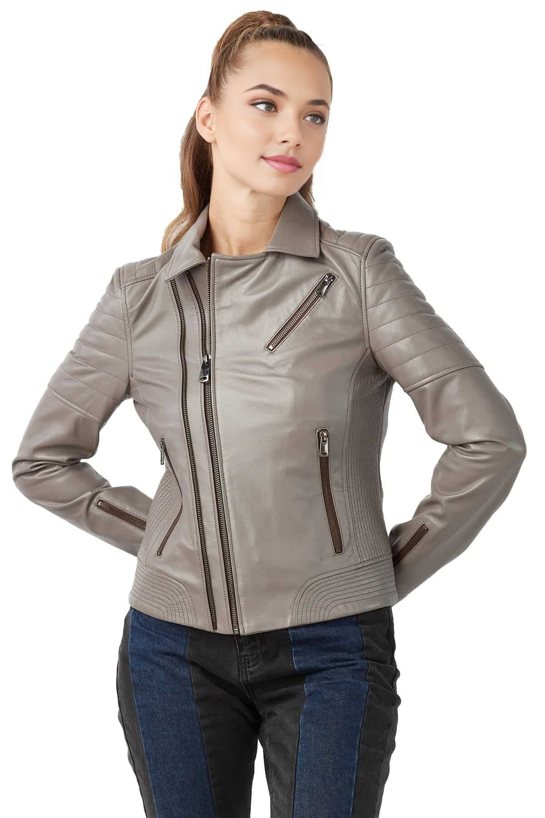 Amber Taube Stylish Leather Jacket For Women