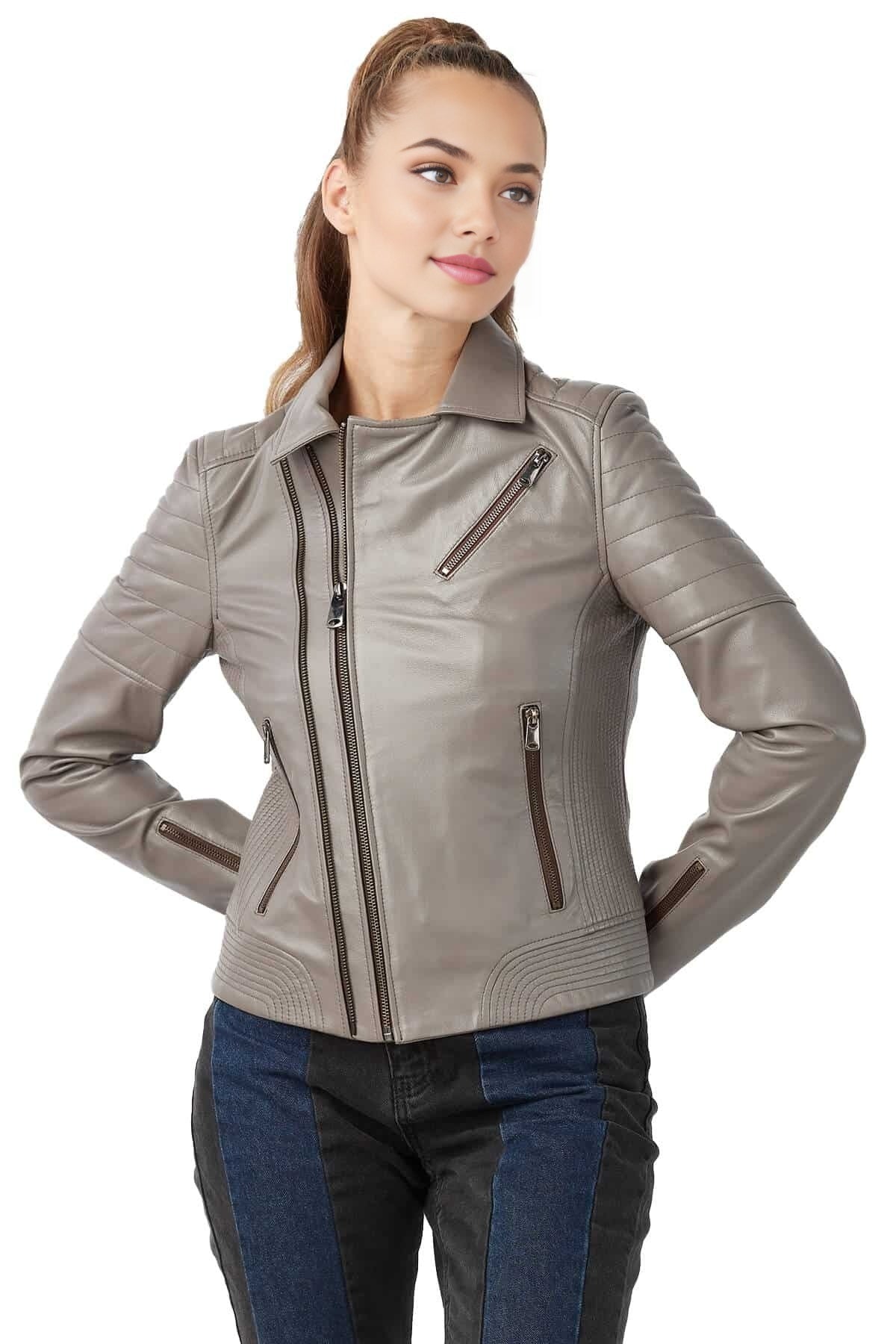 Amber Taube Stylish Leather Jacket For Women