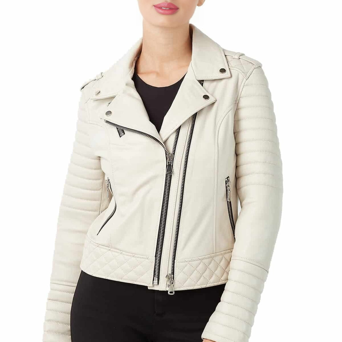 Emma Beige Stylish Leather Jacket For Women