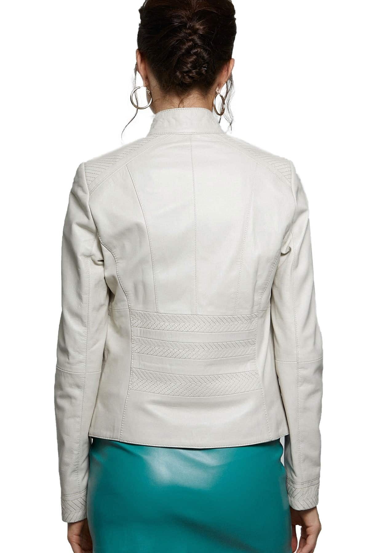 Allison White Leather Jacket For Women