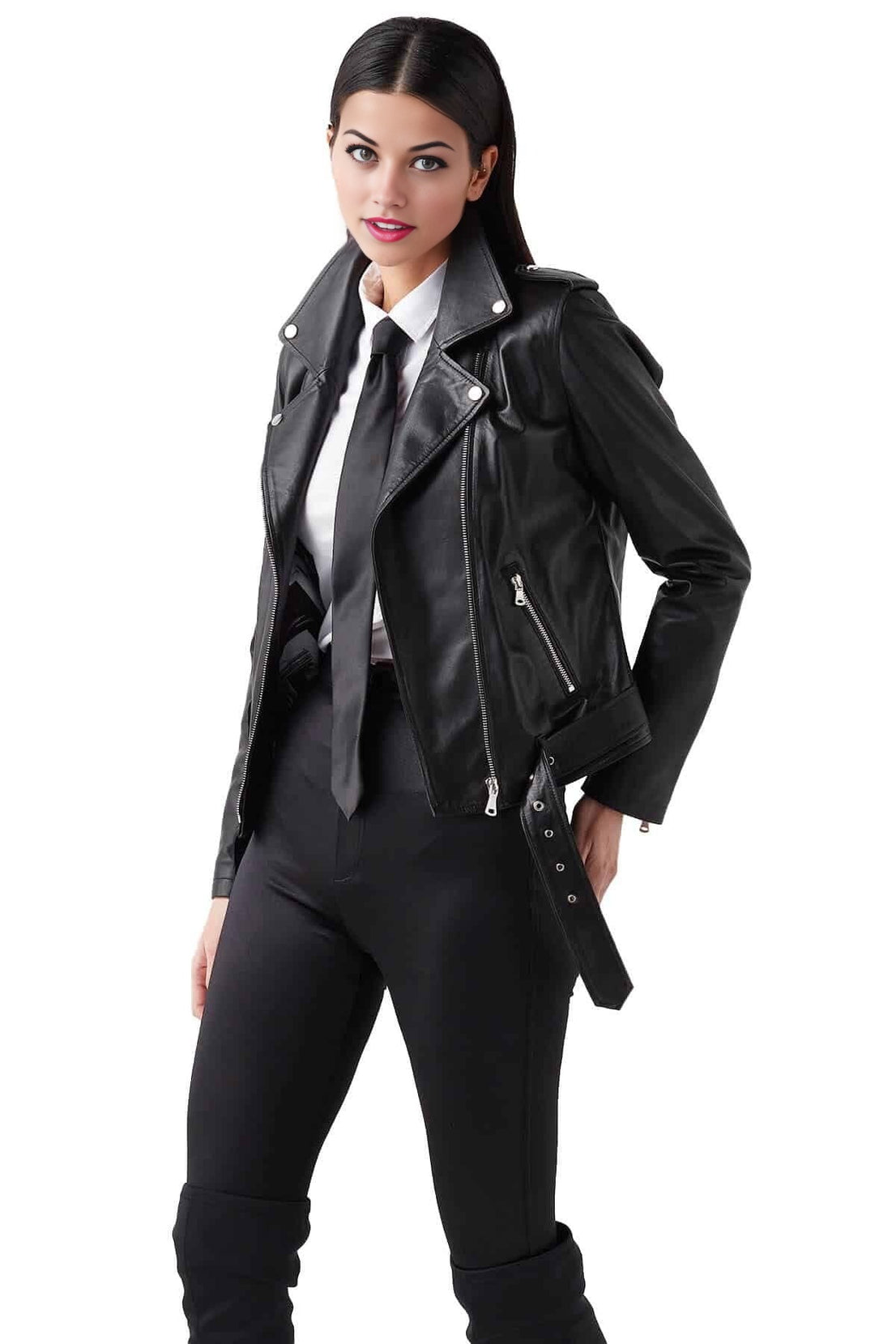 Luna Black Stylish Blazer Leather Jacket For Women