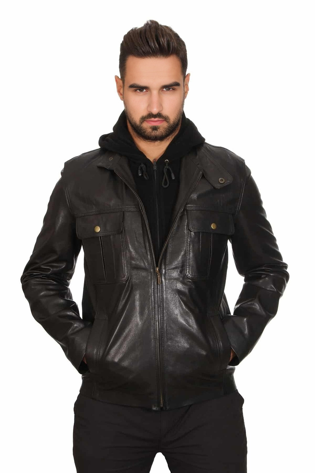 Roger Black Leather Jacket For Men