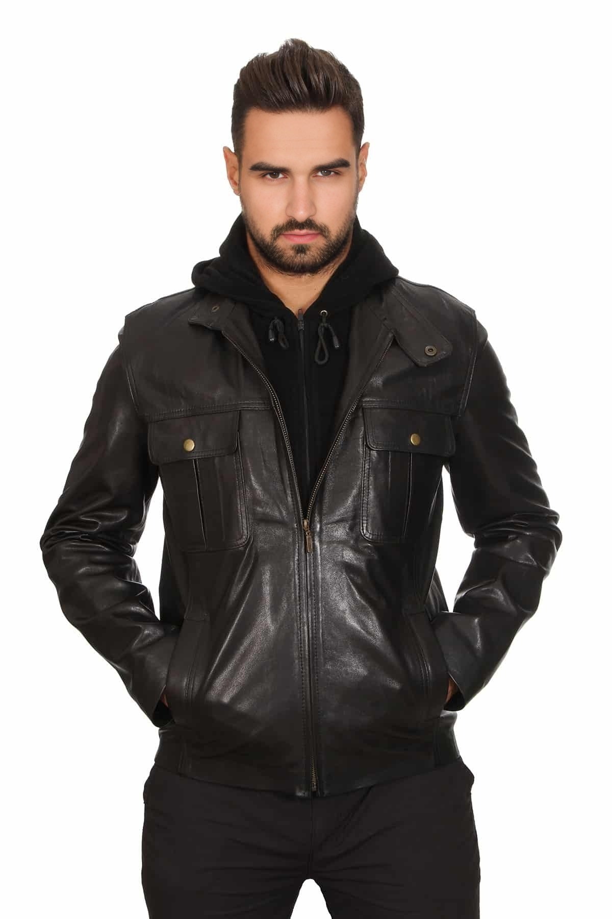 Roger Black Leather Jacket For Men