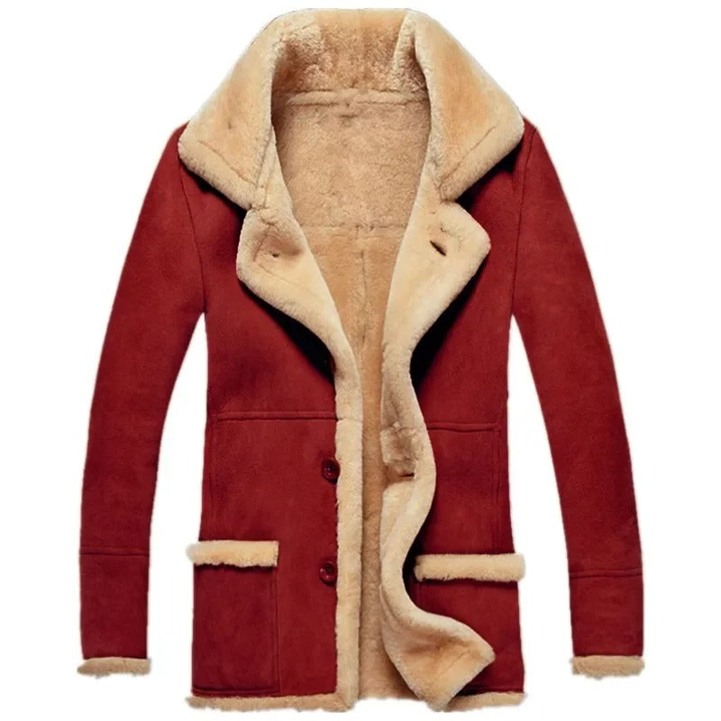 Jack Trench Red, Brown, And Camel Color Fur Leather Coat For Men