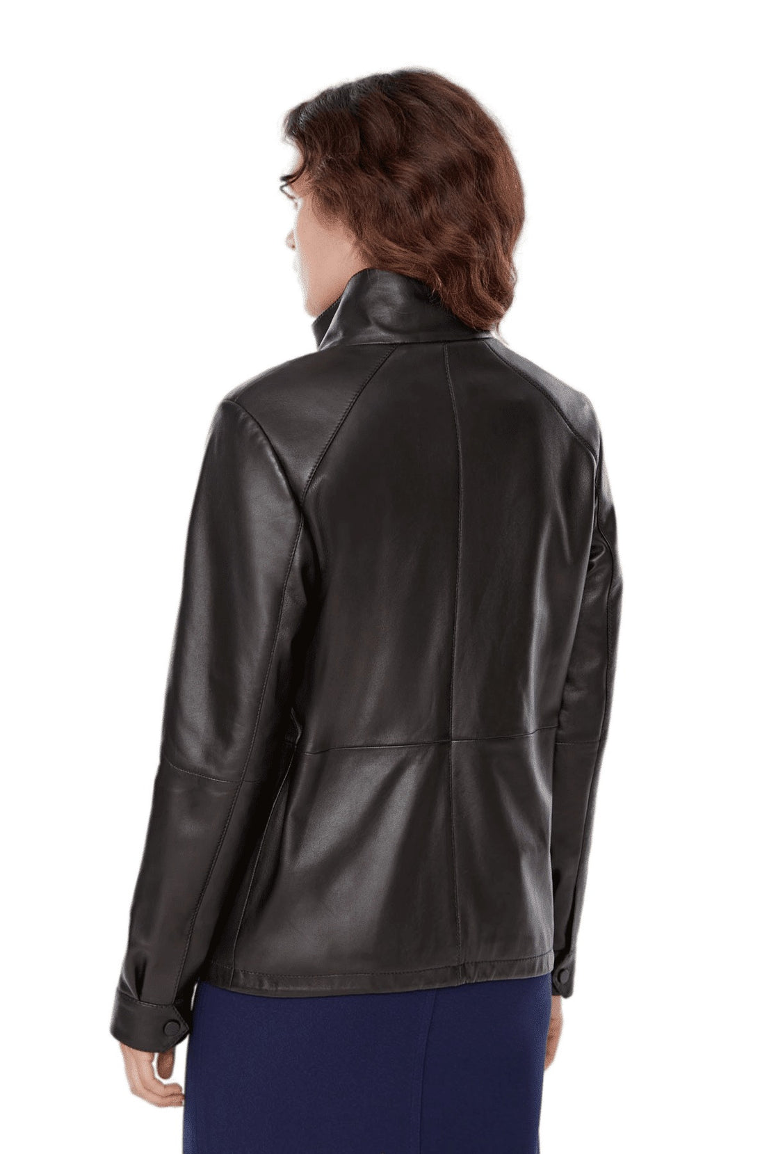 Aubree Black Unique Design Leather Jacket For Women