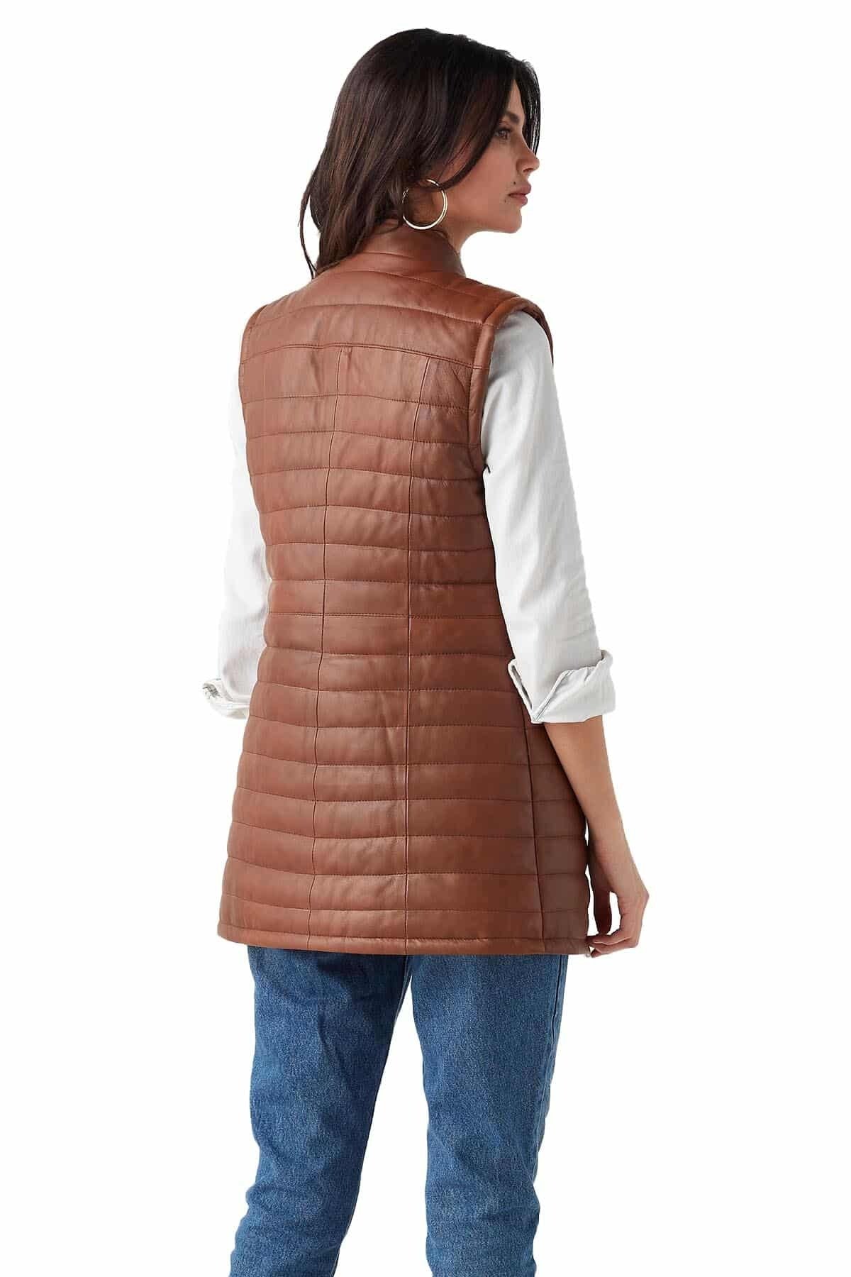 Katherine Brown Leather Vest For Women
