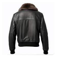 Nicholas	Black Bomber Slim Fit Leather Jacket For Men
