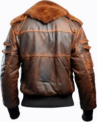 Matthew	Stylish Bomber Fur Collar Leather Jacket For Men