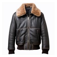 Michael Black Bomber Fur Collar Leather Jacket For Men