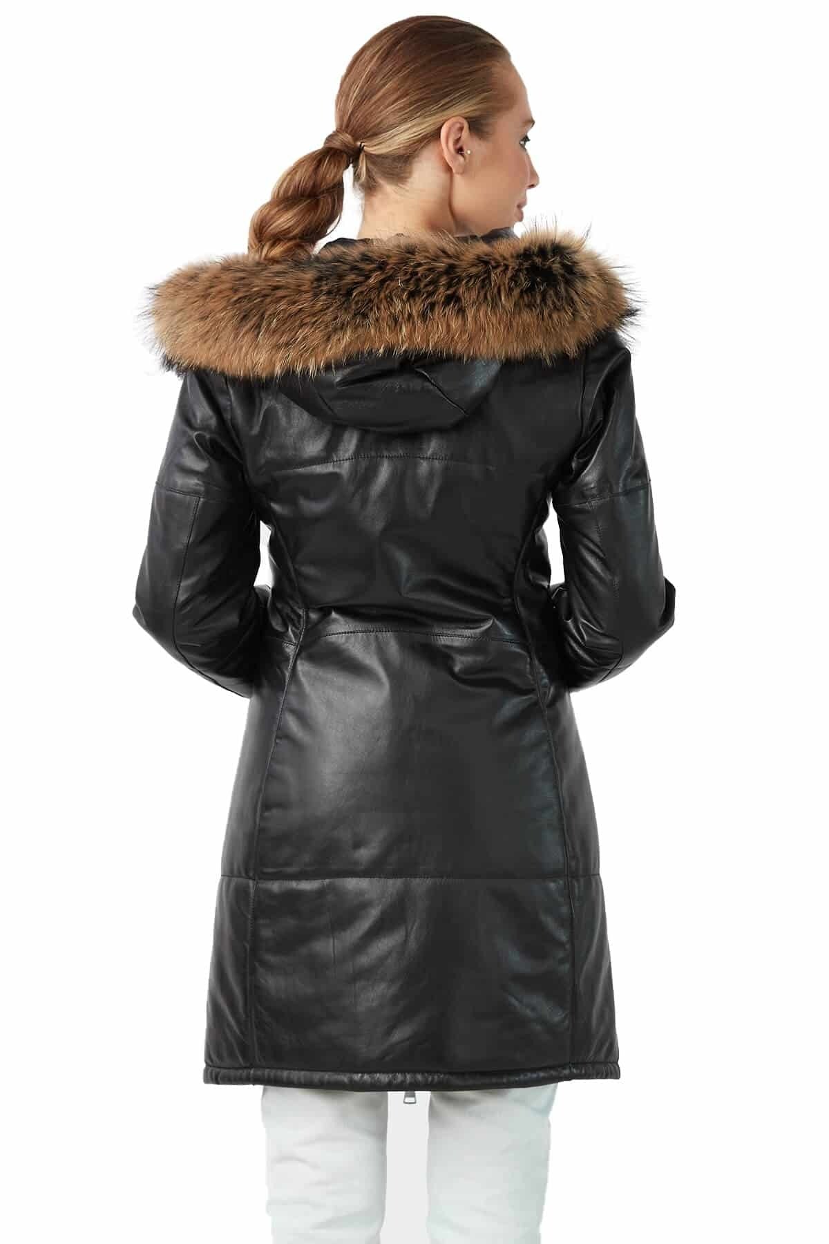 Melissa Black Trench Leather Coat For Women