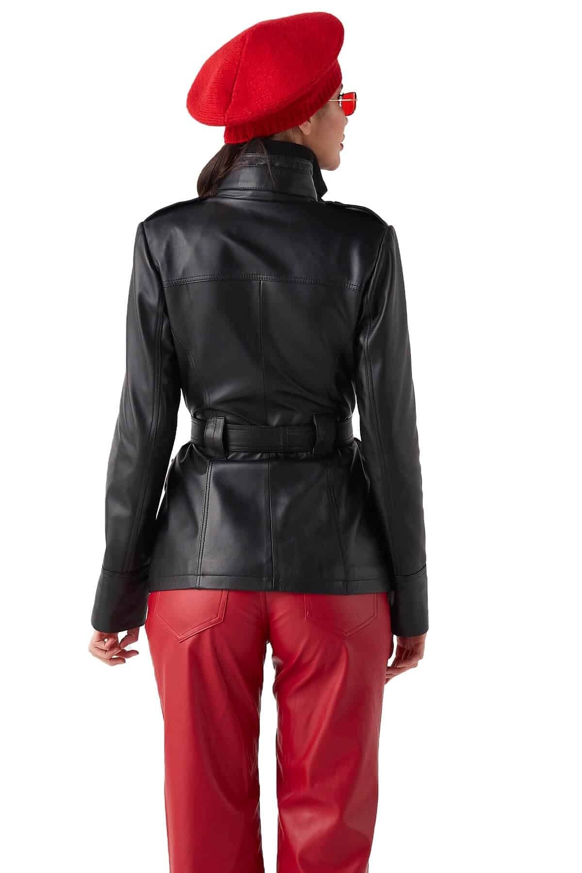 Stephanie Black Leather Jacket For Women