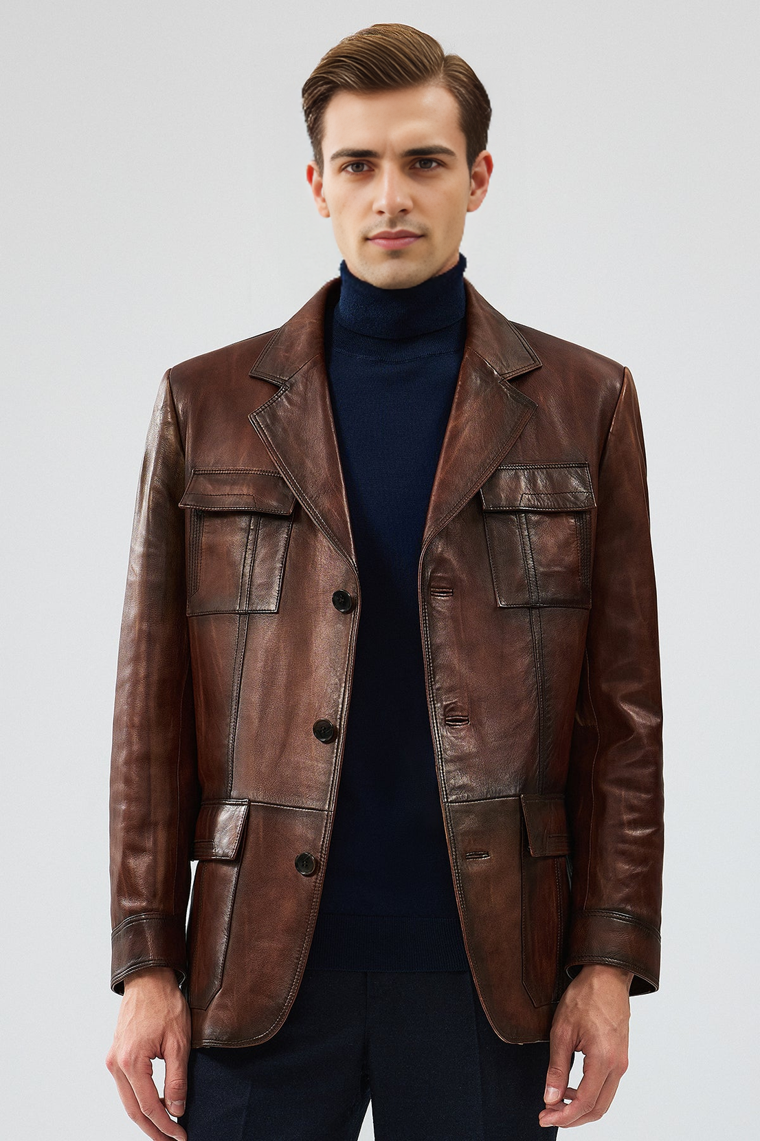 Kevin Brown Blazer Leather Jacket For Men