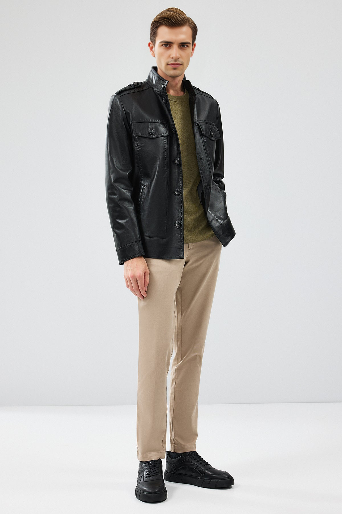 Alvarez Black Leather Jacket For Men