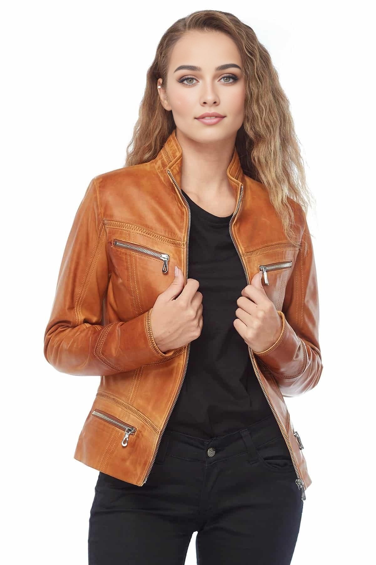 Miley Brown Leather Jacket For Women