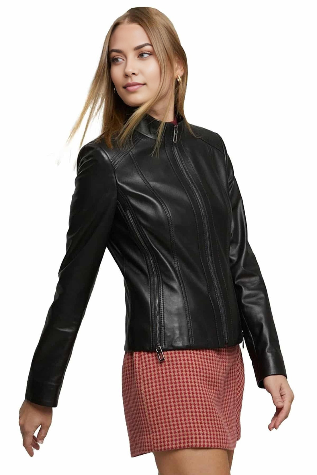 Hannah Women Black Leather Jacket For Women