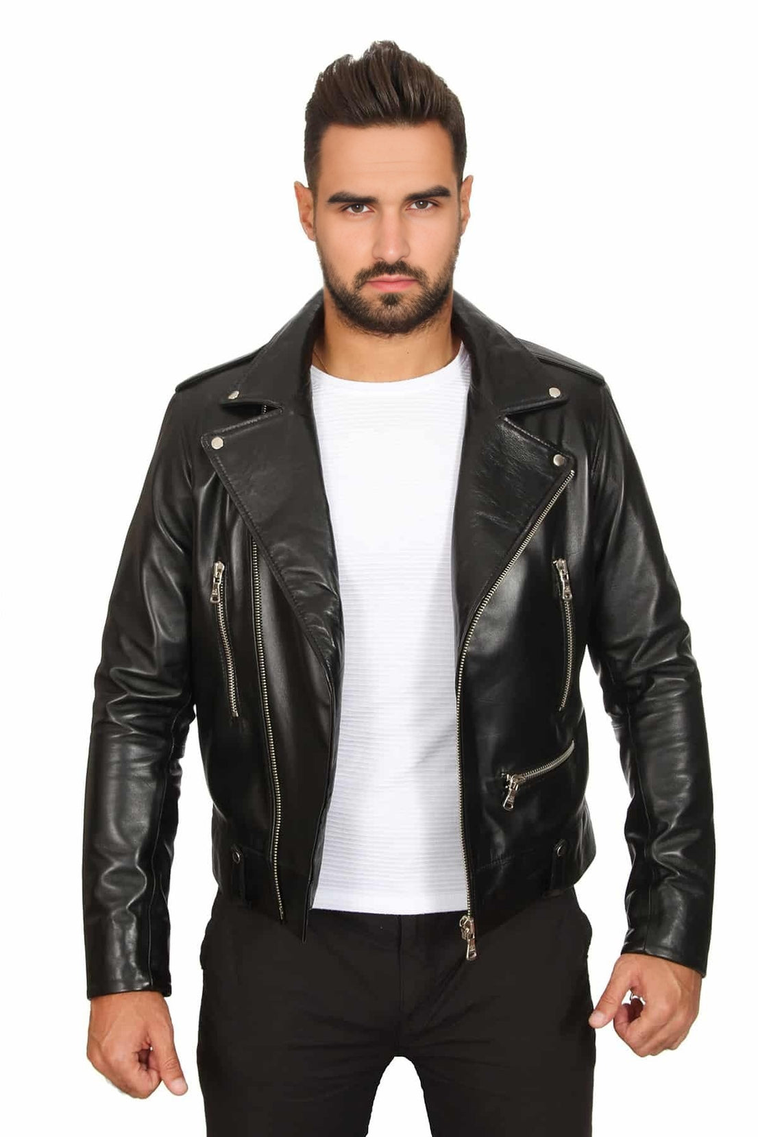 Roger Black Leather Jacket For Men