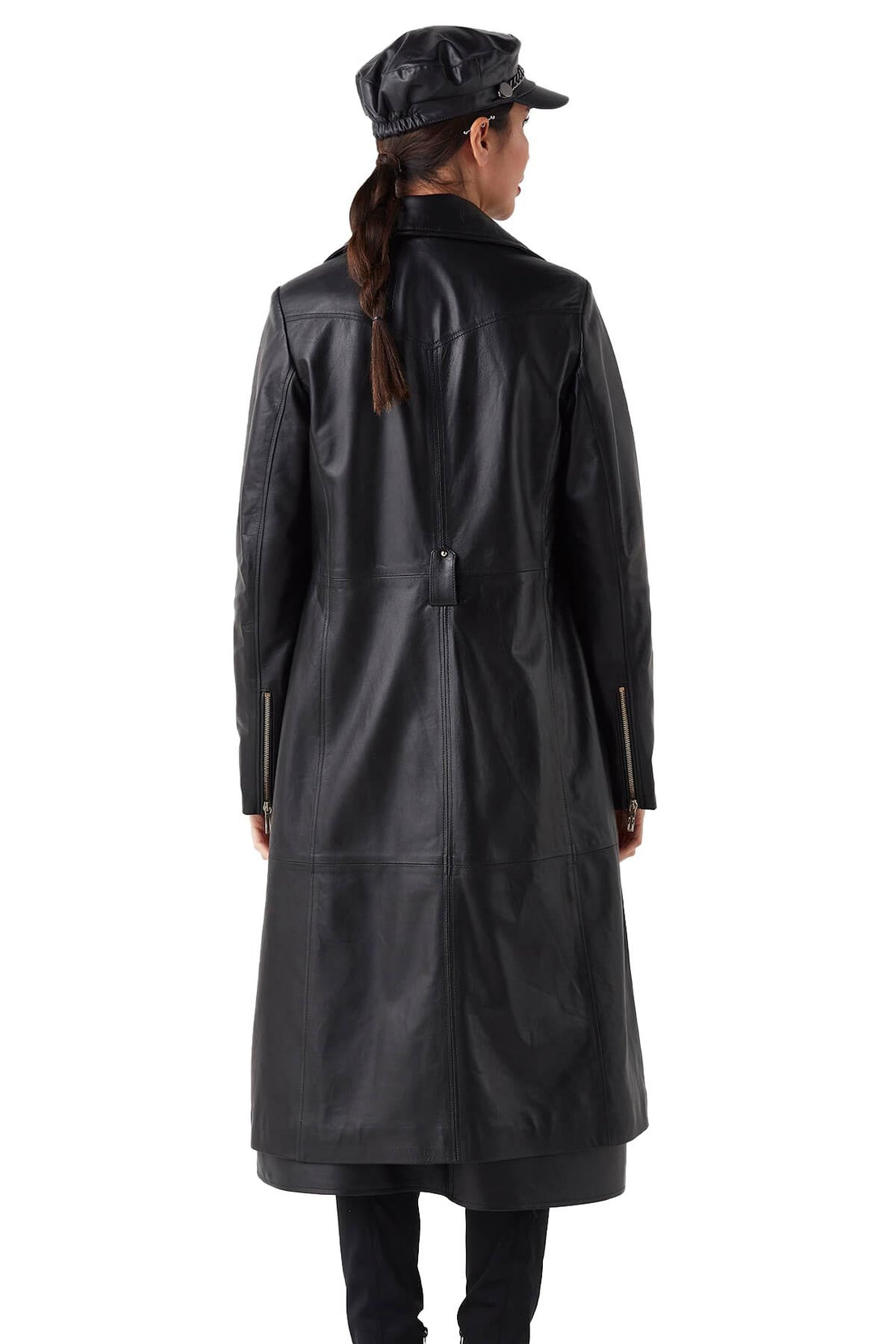 Sophia Black Stylish Leather Coat For Women