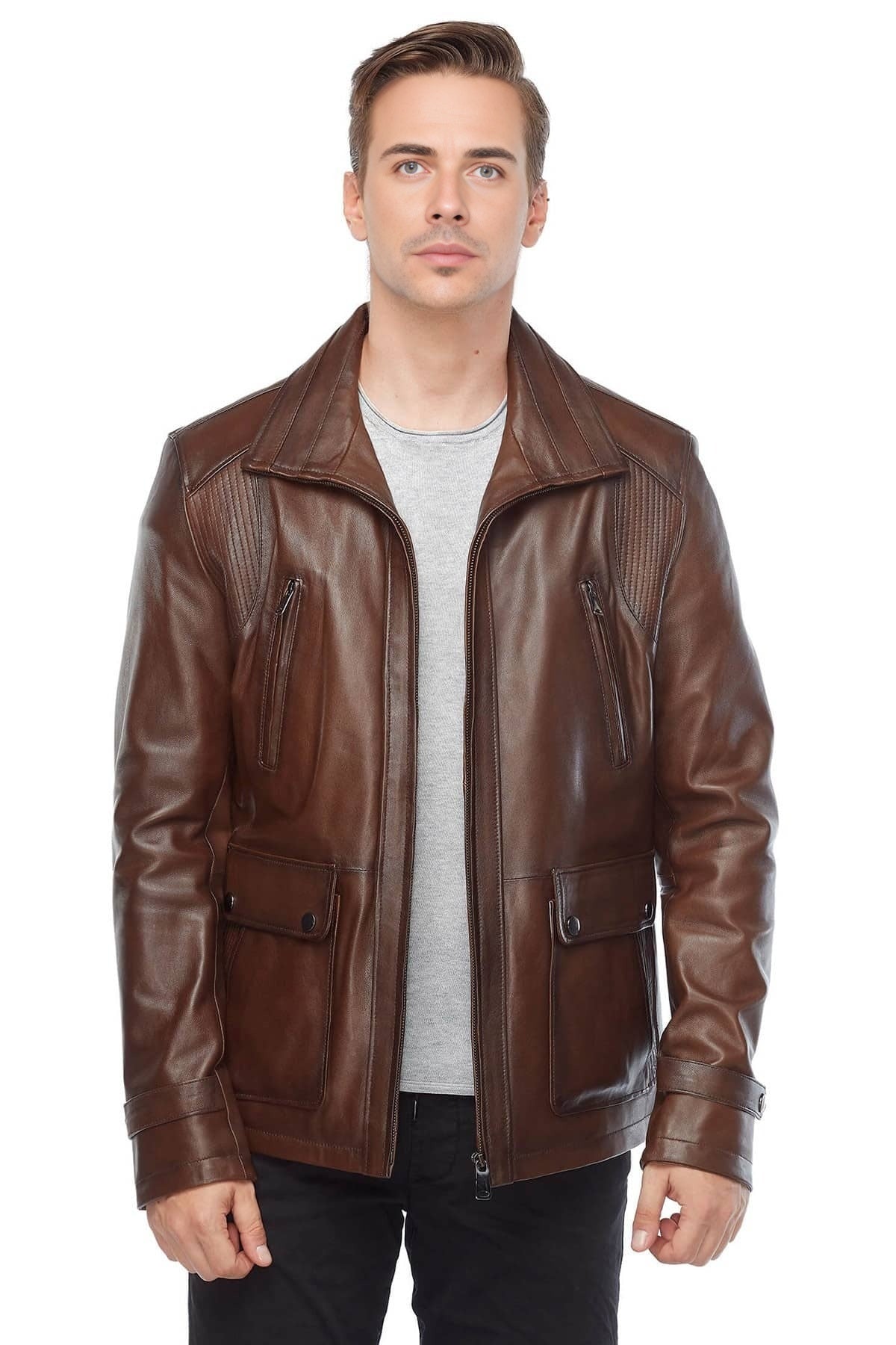 Arthur Brown Classic Leather Jacket For Men