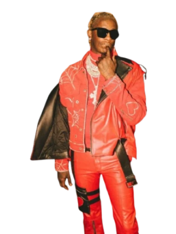 Young Thug Spider Red Leather Jacket