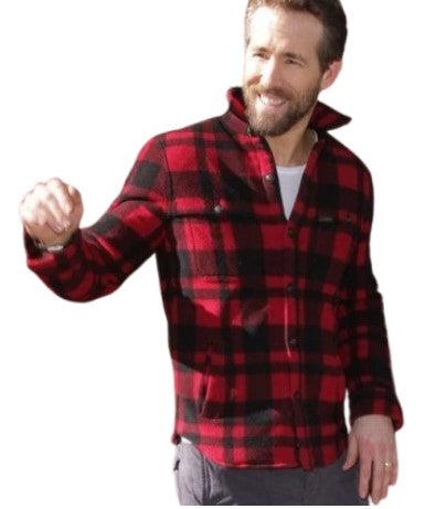 Mens Red and Black Plaid Jacket