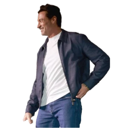 Hugh Jackman Blue Cotton Jacket