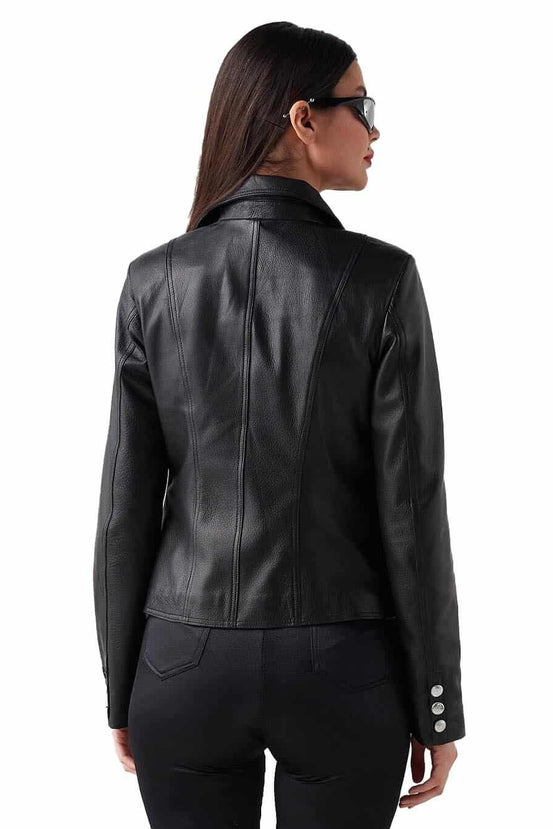 Susan Black Blazer Leather Jacket For Women