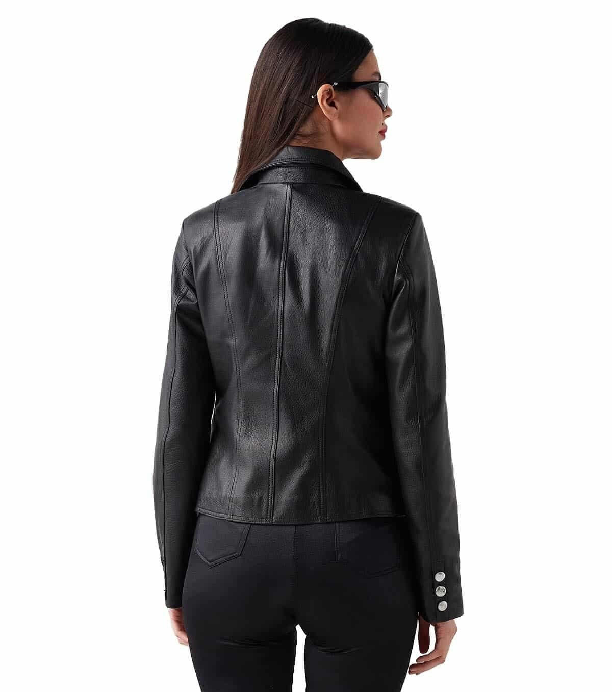 Susan Black Blazer Leather Jacket For Women