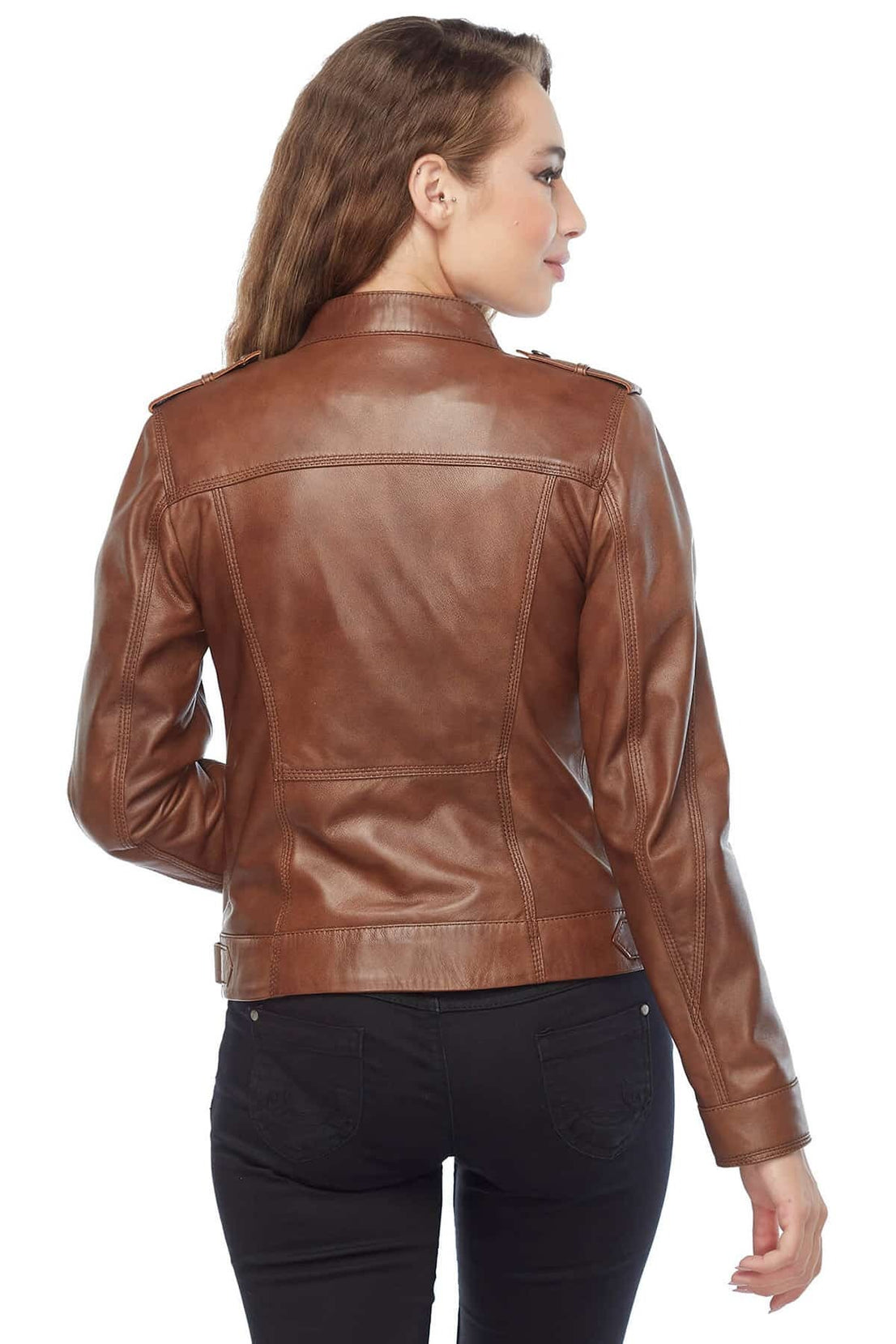 Carol Brown Leather Jacket For Women