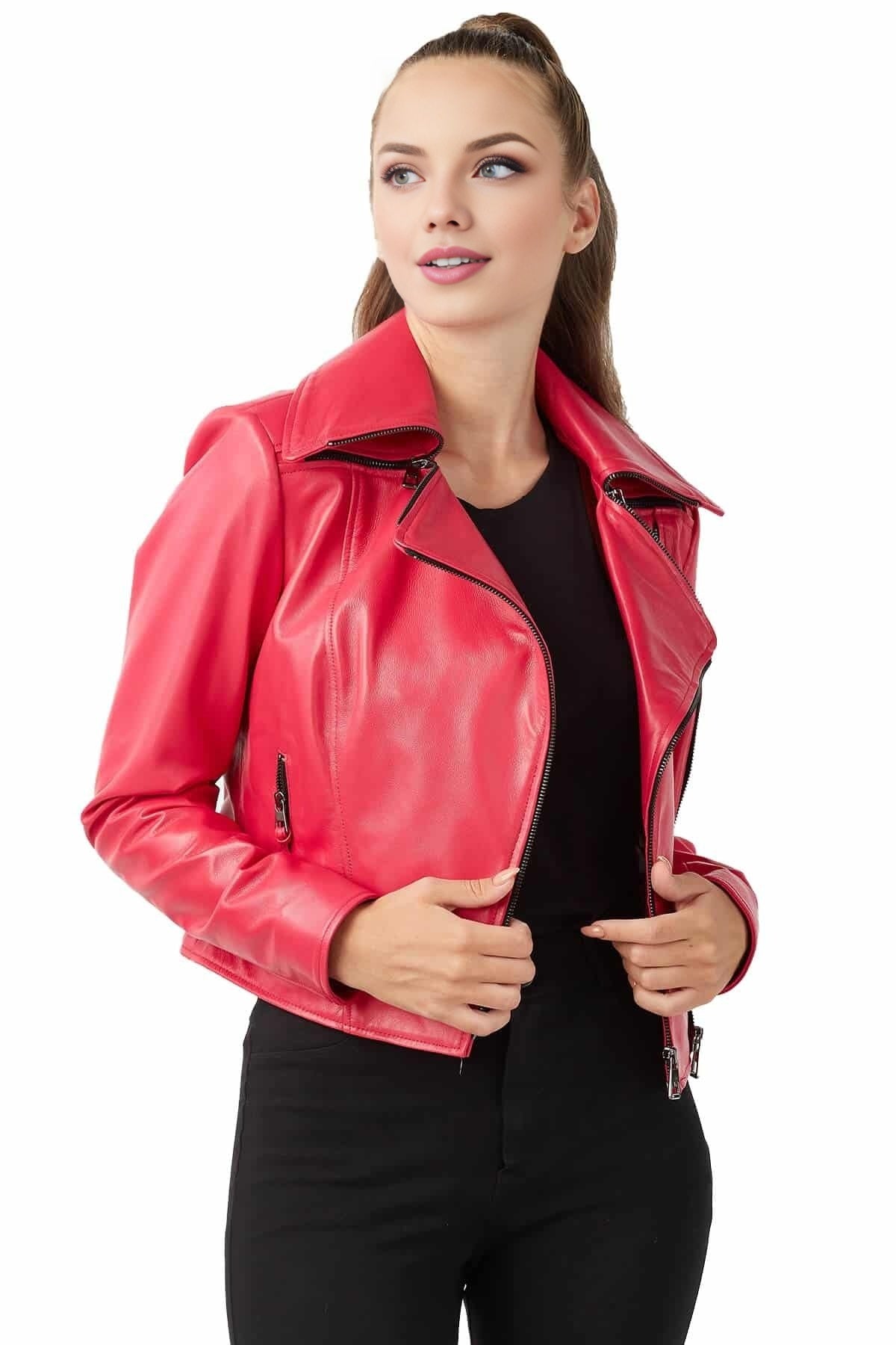 Zoe Fuchsia Stylish Leather Jacket For Women