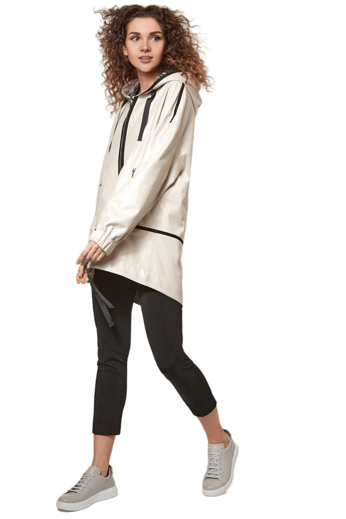 Scout Beige Stylish Leather Coat For Women