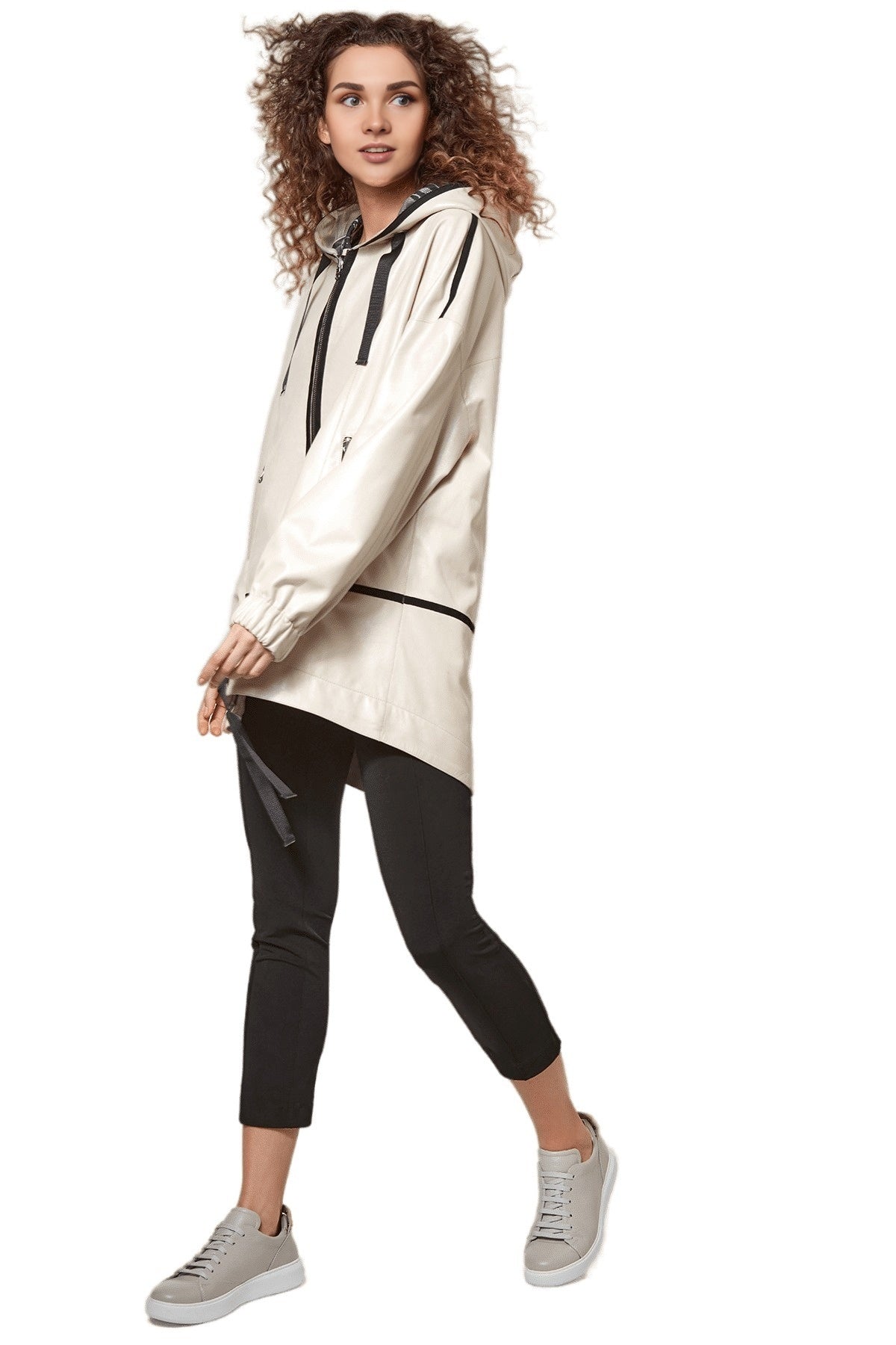 Scout Beige Stylish Leather Coat For Women
