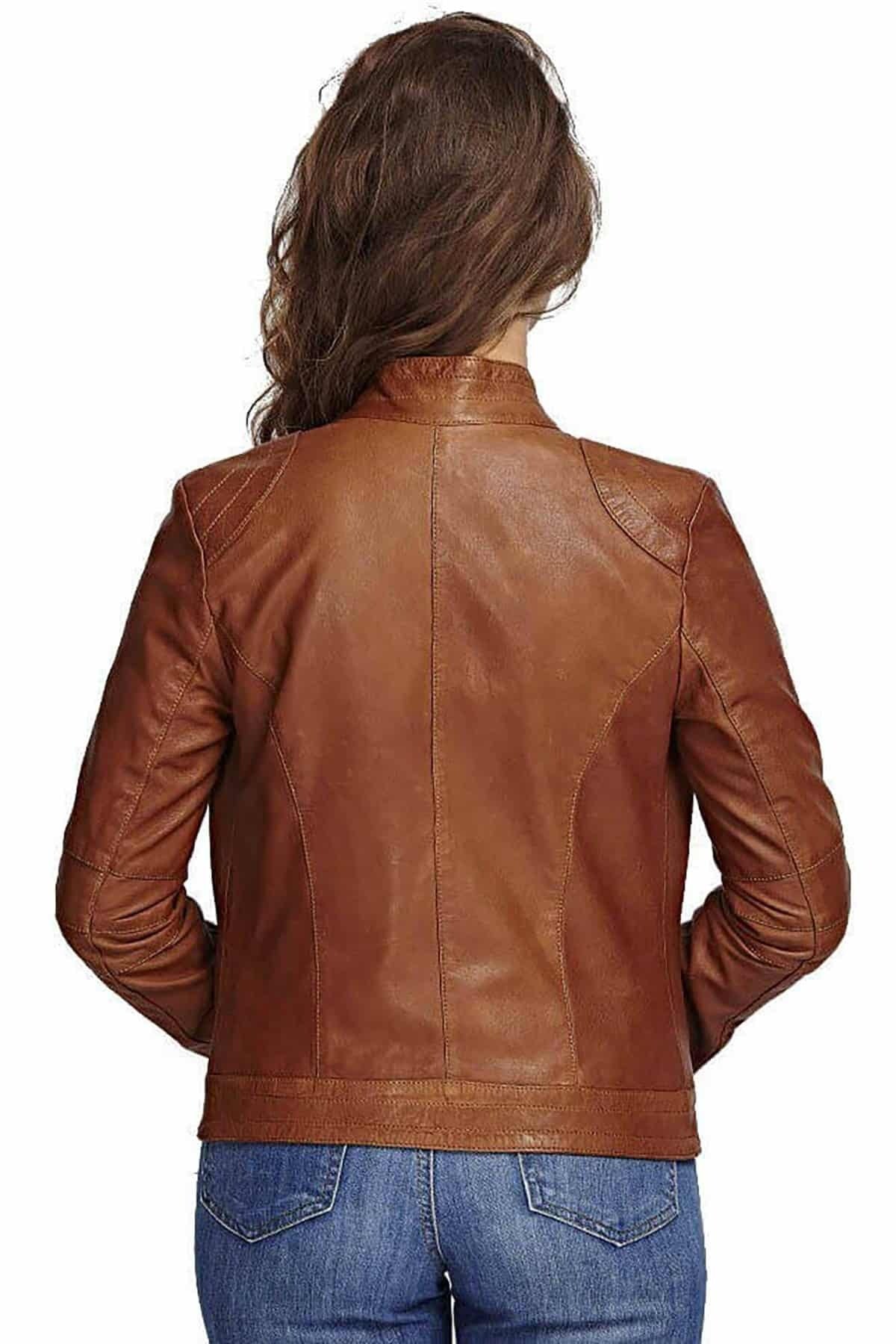 Alice Brown Leather Jacket For Women
