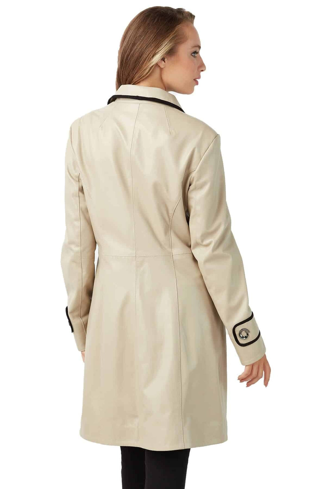 Henry Beige Leather Coat For Women