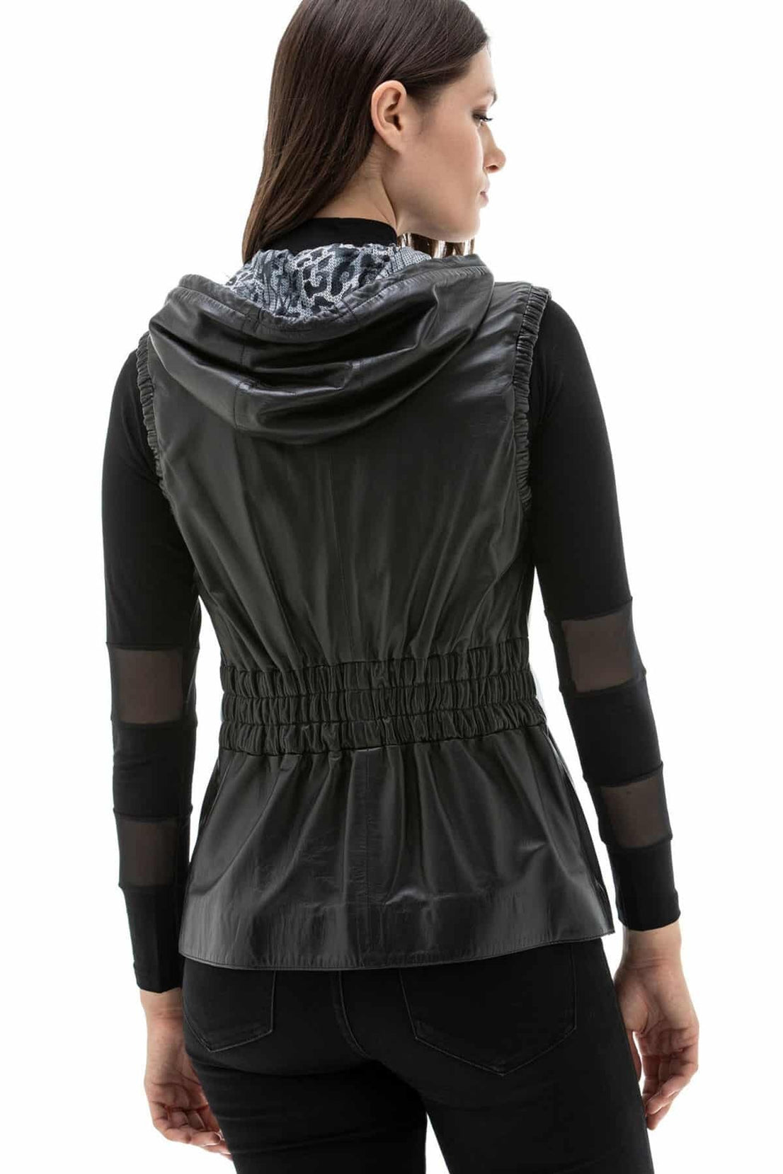 Mackenzie Black Leather Vest For Women