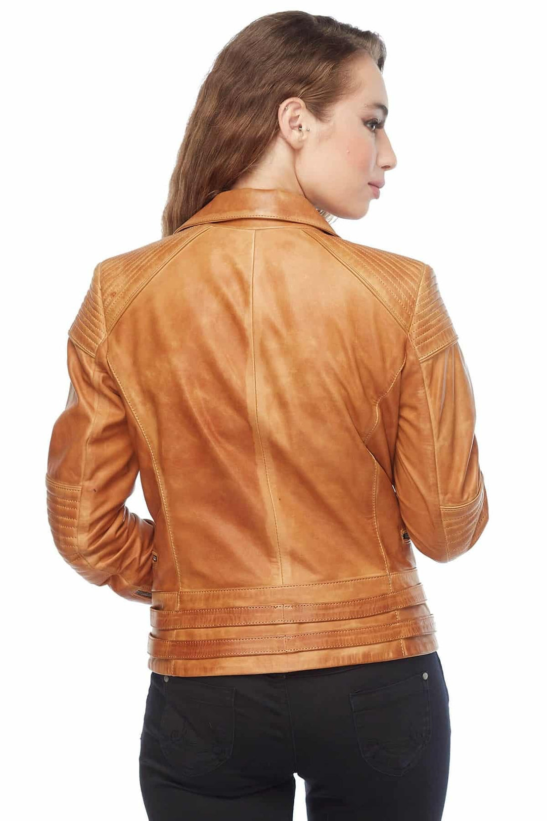 Journee Brown Distressed Leather Jacket For Women