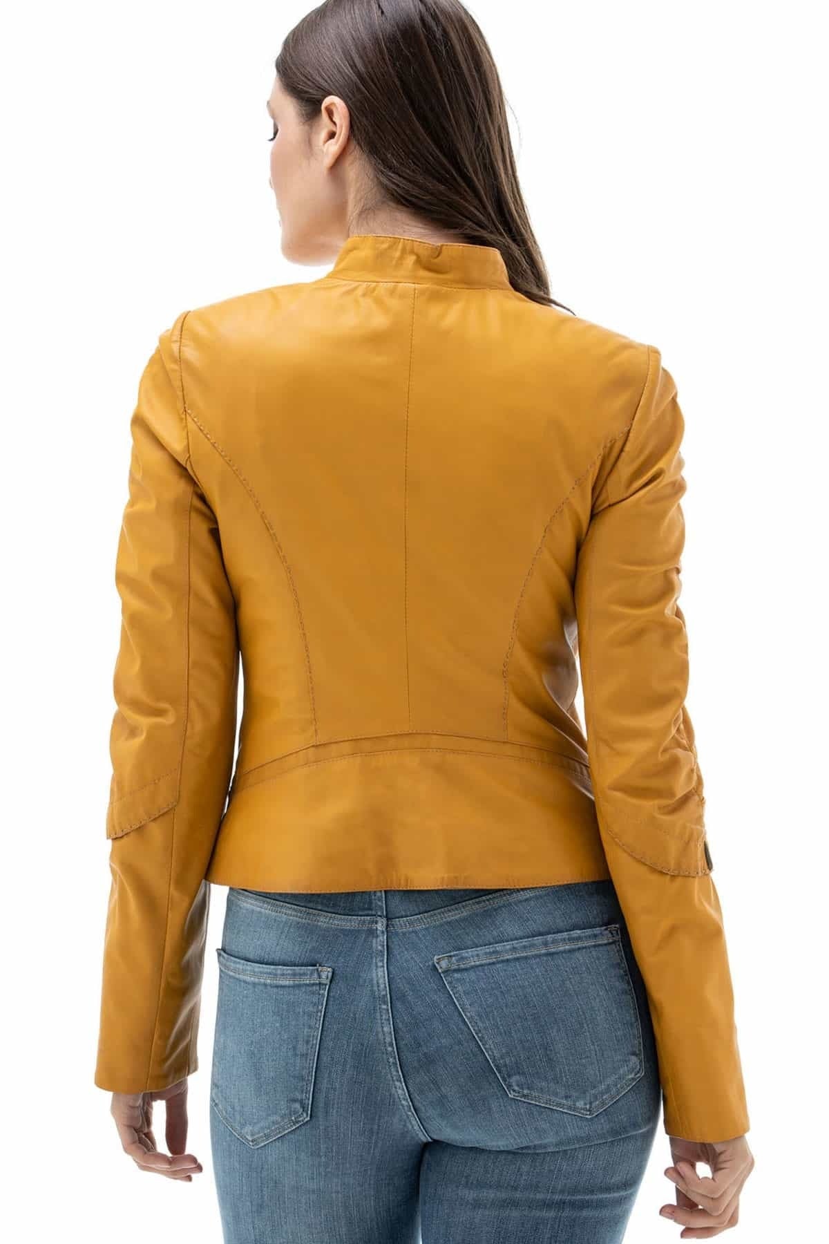 Samantha Yellow Leather Jacket For Women