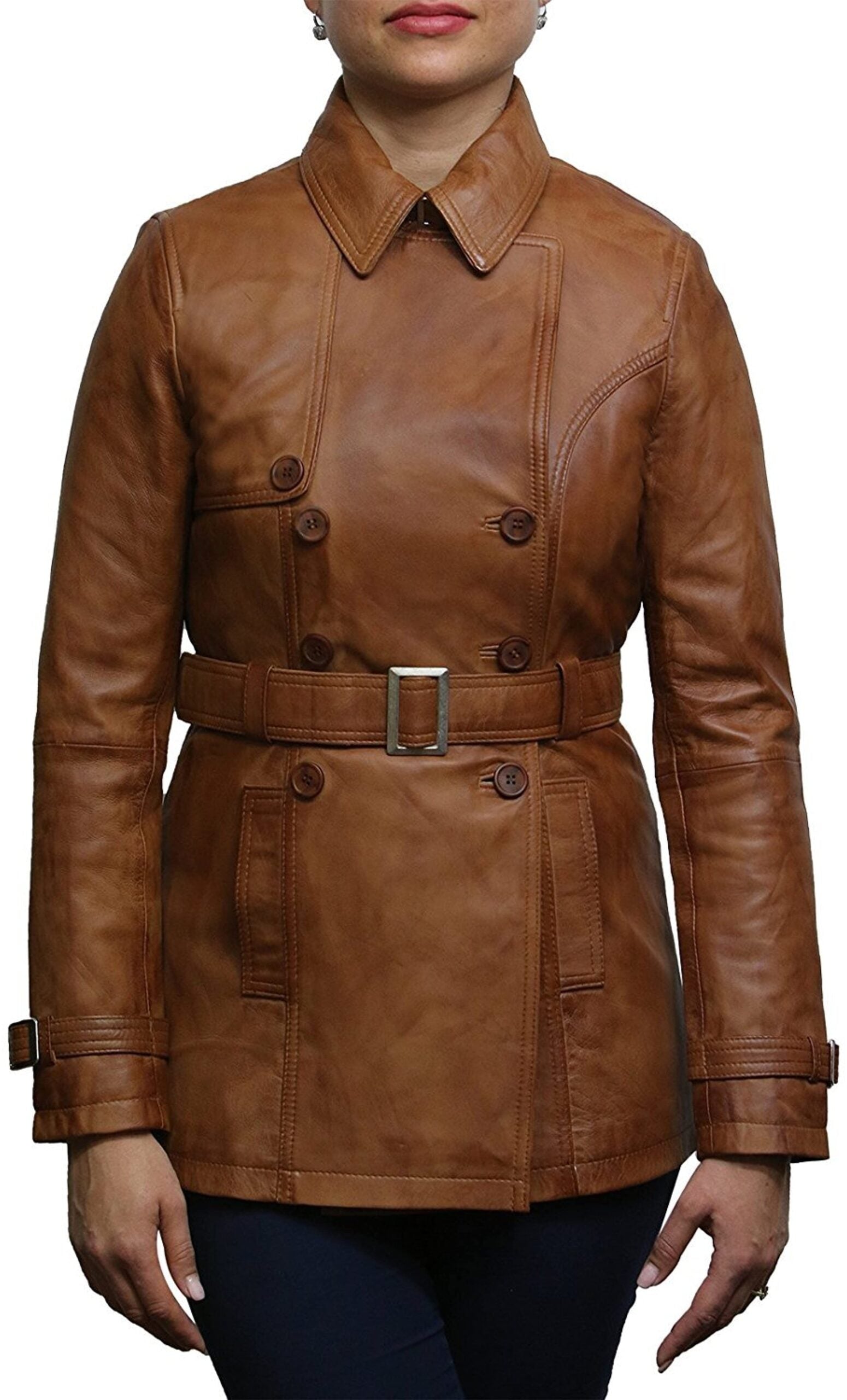 Biker Women's Tan Superior Leather Coat