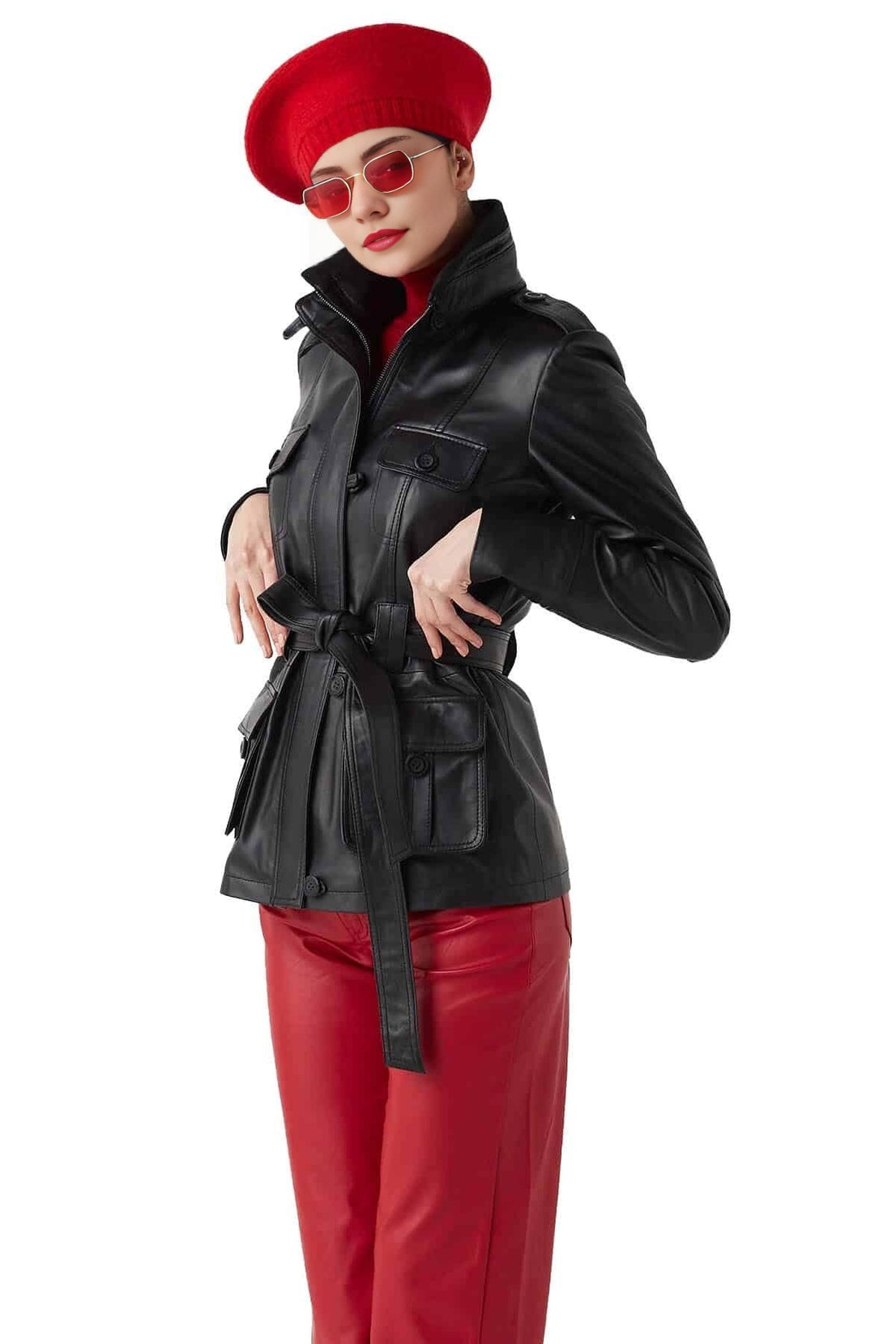 Stephanie Black Leather Jacket For Women