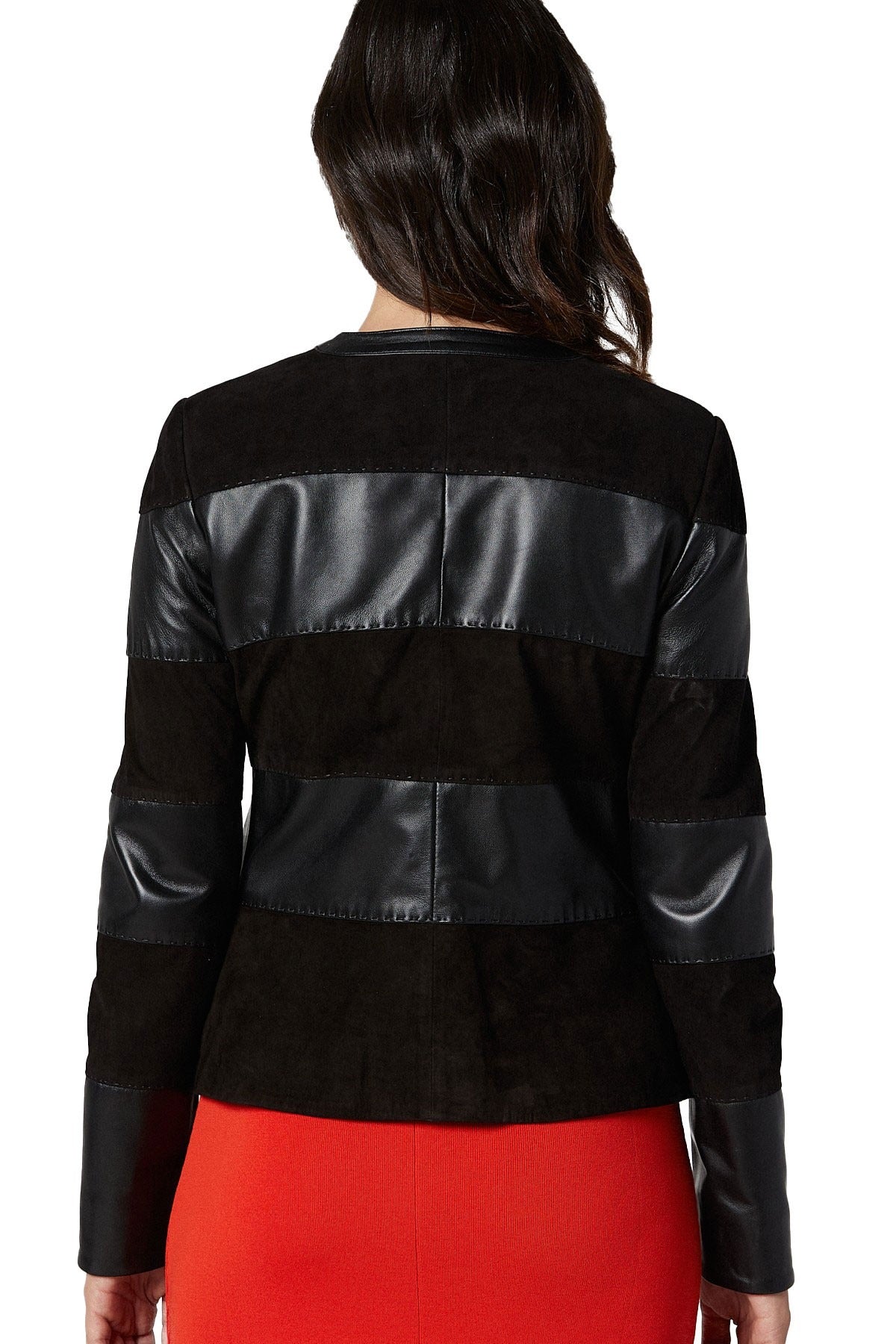 Corinne Black Suede Leather Jacket For Women