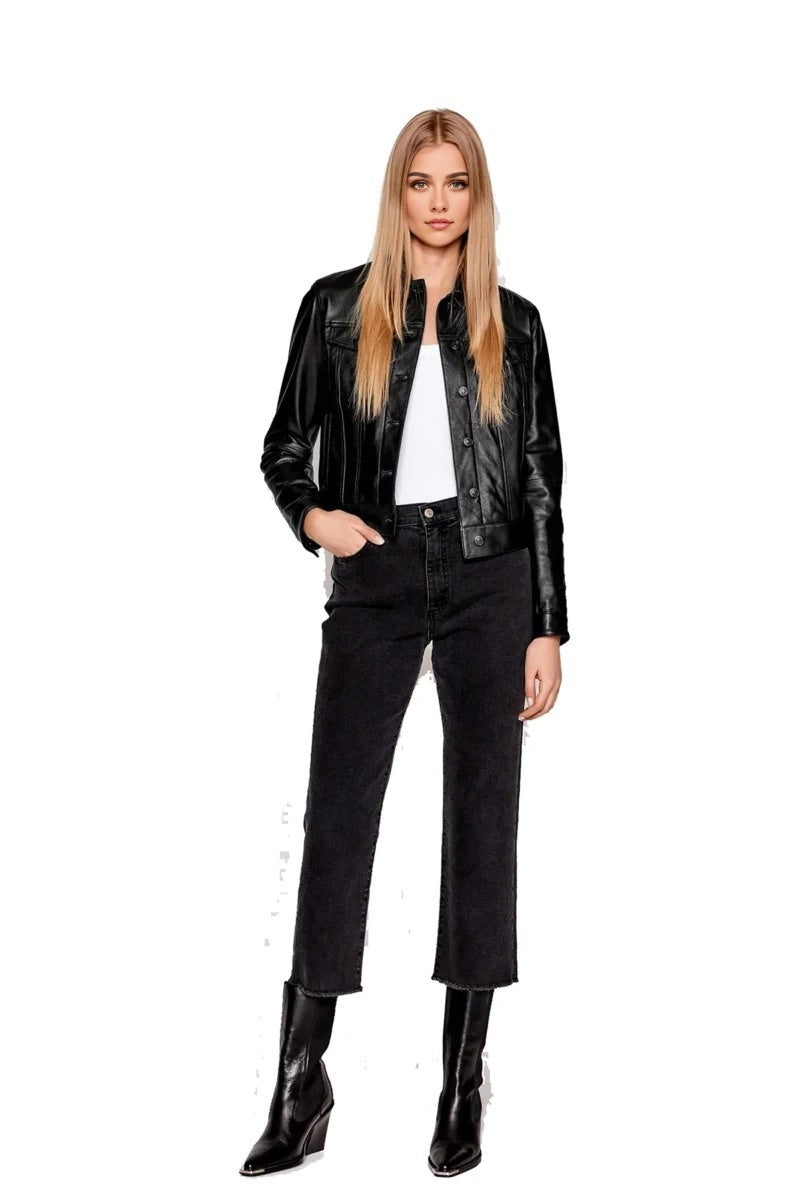 Tammy Black Stylish Leather Jacket For Women