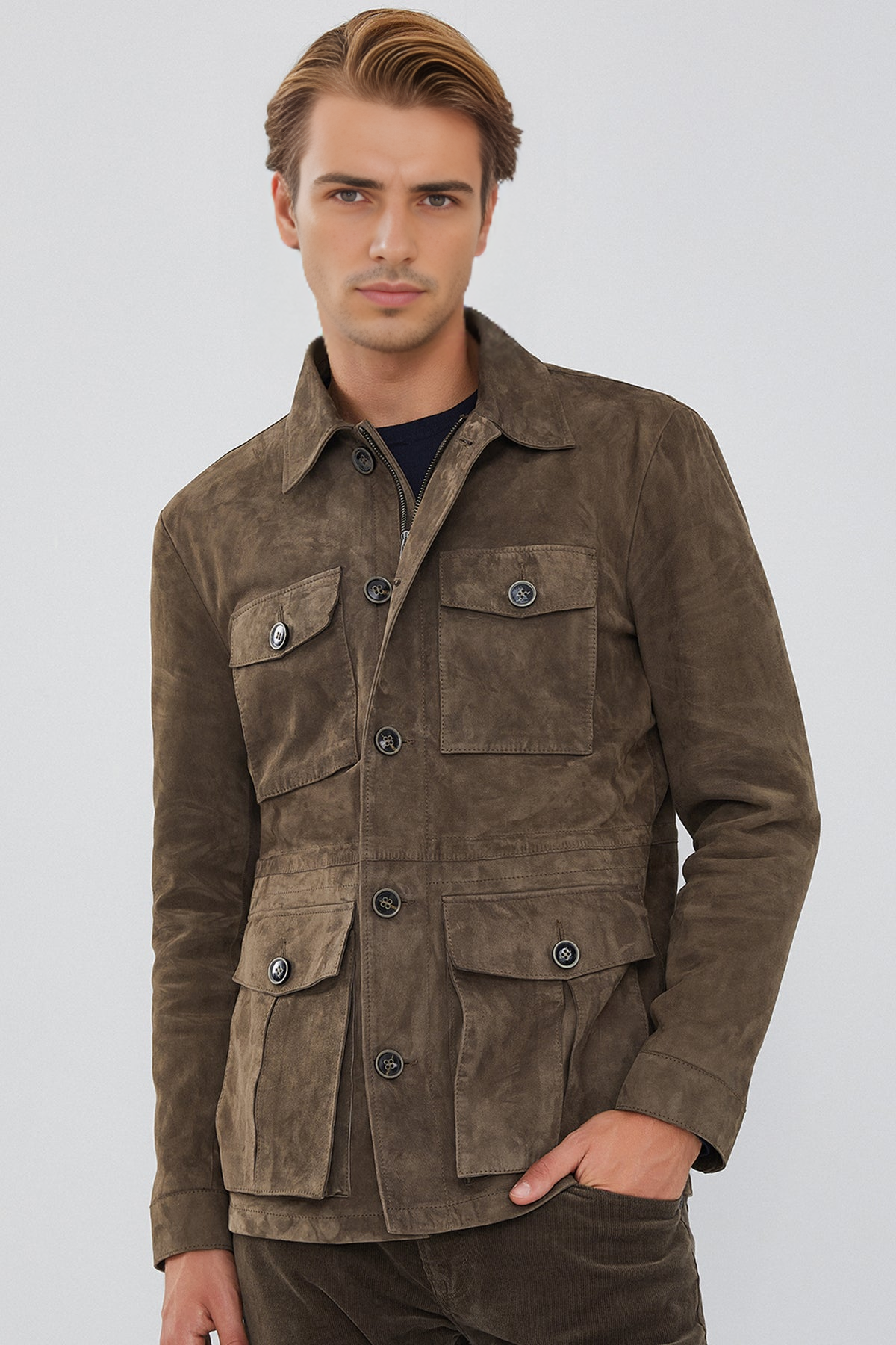 Bonucci Mink Suede Leather Coat for Men
