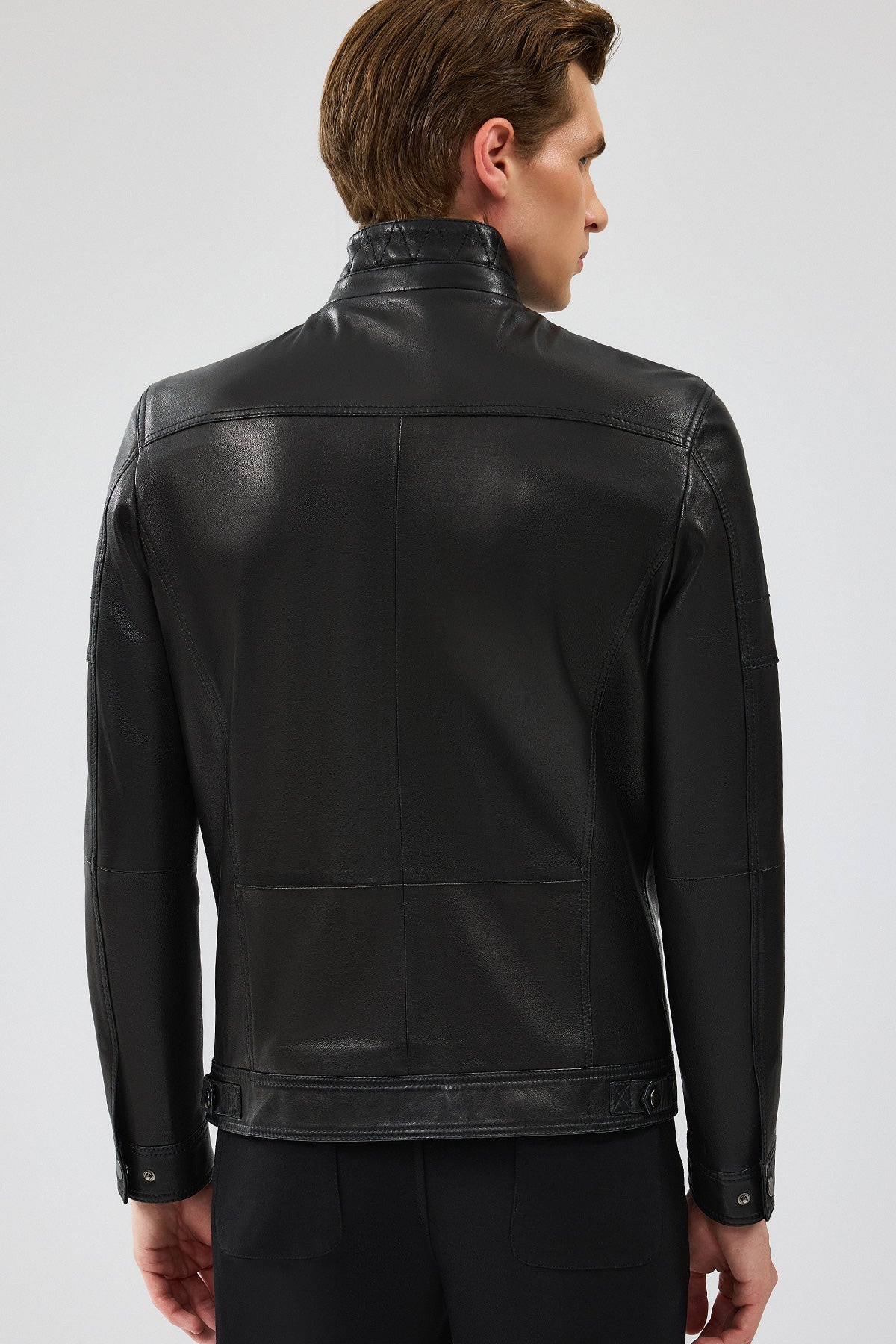 Wade Black Slim-Fit Leather Jacket For Men