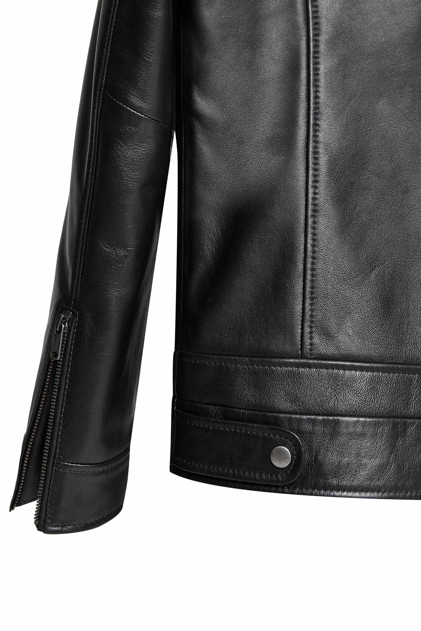 Patrick Black Judge Collar Leather Jacket For Men
