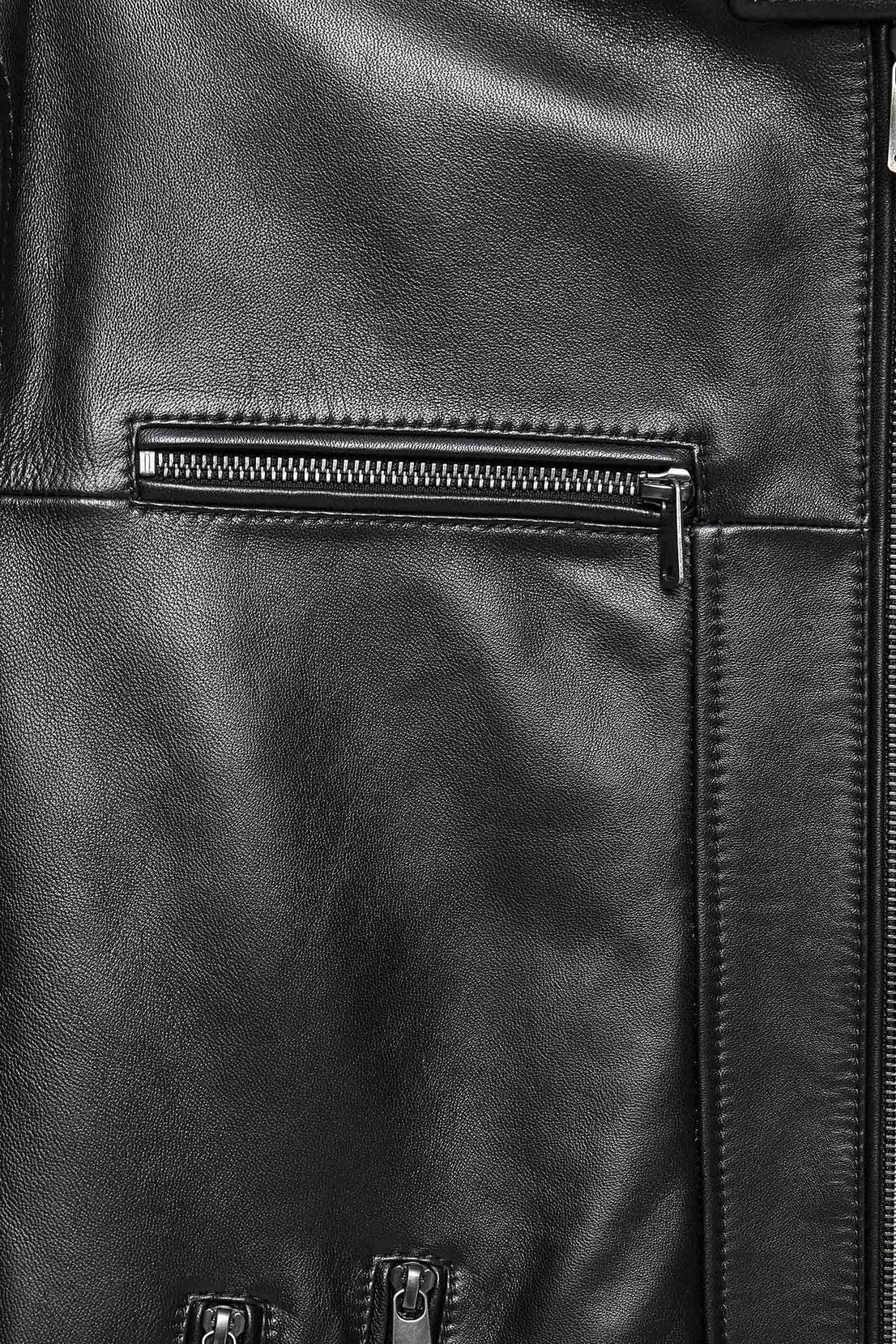 Patrick Black Judge Collar Leather Jacket For Men